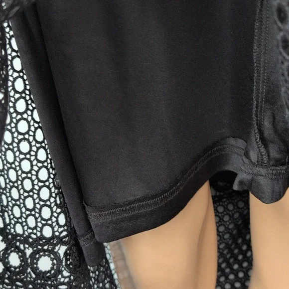 Le Château Black Eyelet Lace Midi Skirt Mesh Inset Boho Festival Size 10 - Picture 6 of 15